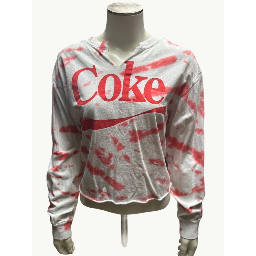 Coca Cola Tie Dye Long Sleeve Cropped Lightweight Sweatshirt Size L